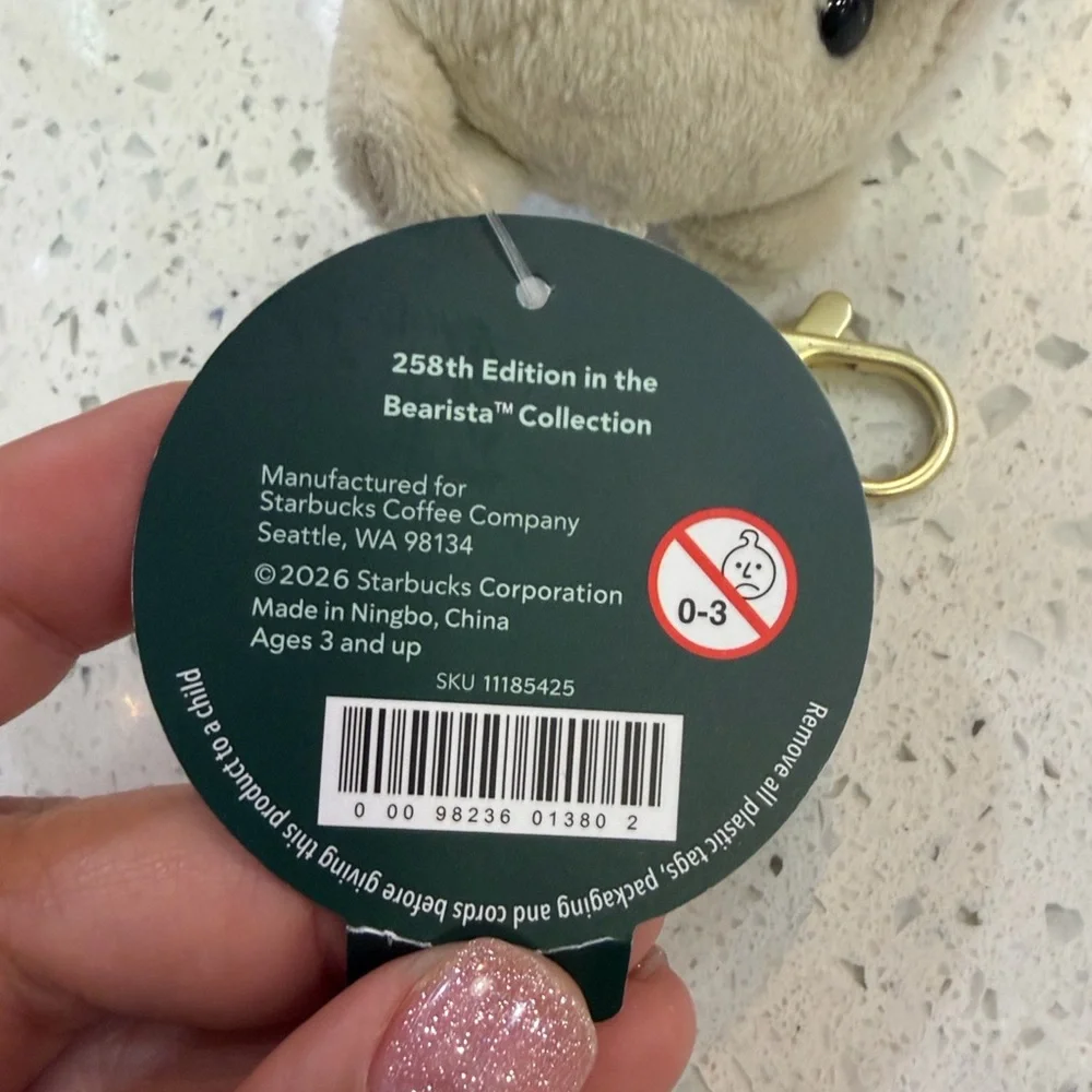 Starbucks Bearista Keychain with Green Apron and Pink Heart - Picture 3 of 3